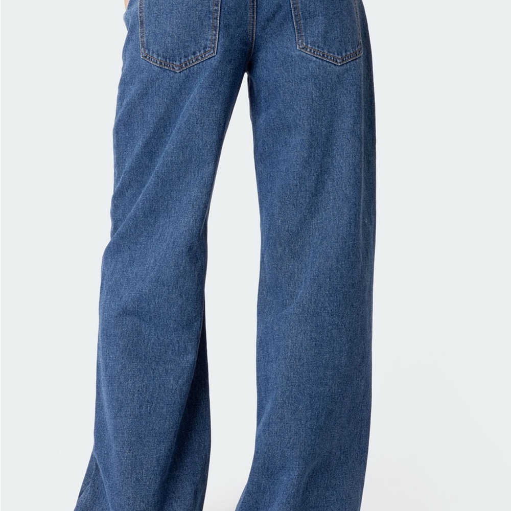 Edikted Raelynn Washed Low Rise Jeans - Blue Washed - Picture 5 of 7